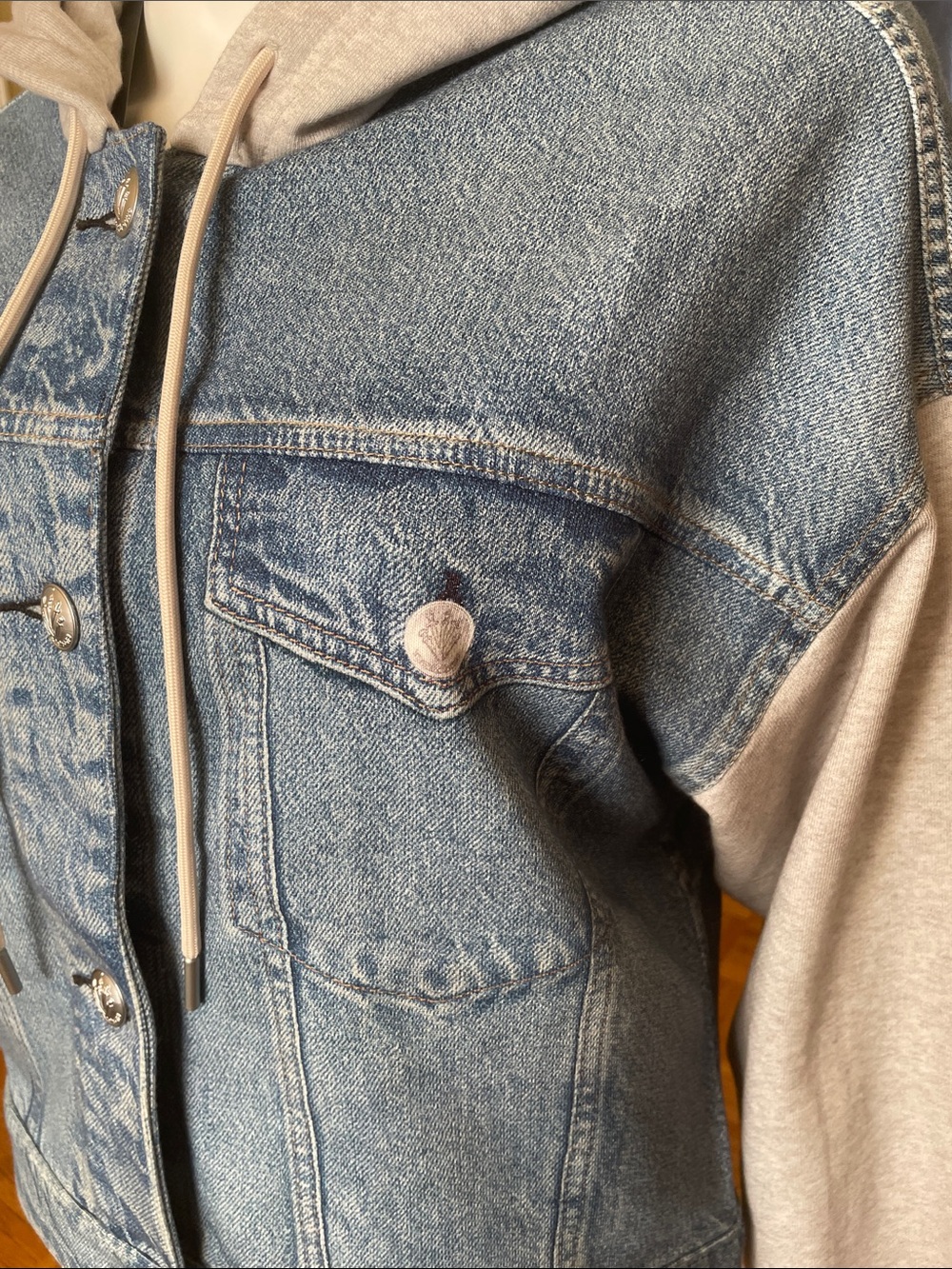 Rag & Bone Jacket with Gray Hooded Sleeves - Casual Women’s Jacket Size Small - Picture 8 of 12
